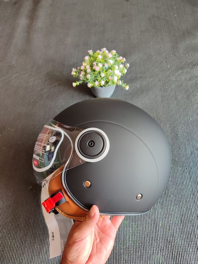 Casco moto retro jet negro mate talla L unisex