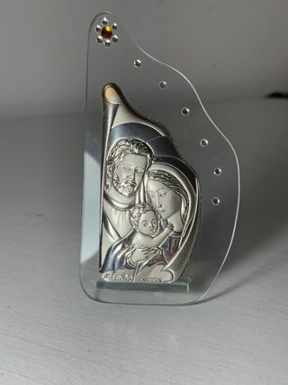 Sacra Famiglia in vetro argento