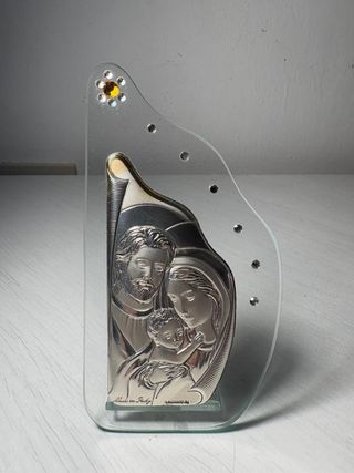 Sacra Famiglia in vetro argento