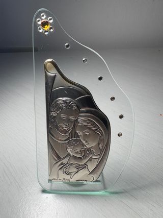 Sacra Famiglia in vetro argento