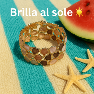 Bracciale dorato con pietre naturali marroni 