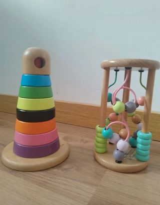 Juguetes manipulativos madera bebé: Pirámide & Lab