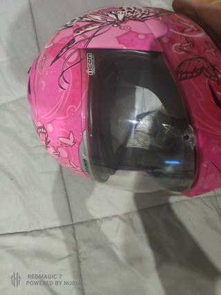 Casco moto Icon mujer rosa