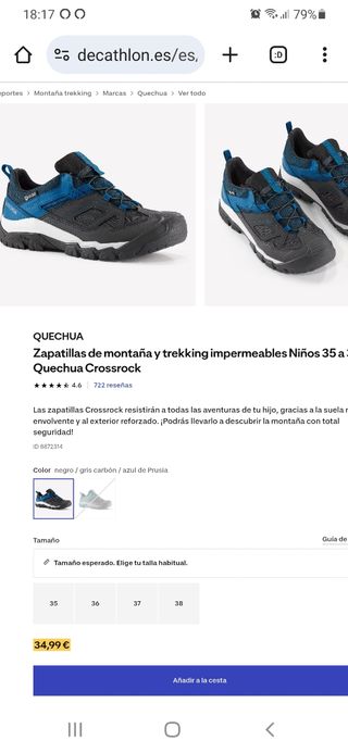 Zapatillas NUEVAS montaña impermeables T. 35