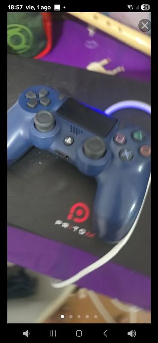 Mando PS4 Azul - Sony solo  Con cable funciona bie