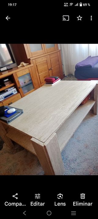 Mesa centro mármol travertino beige