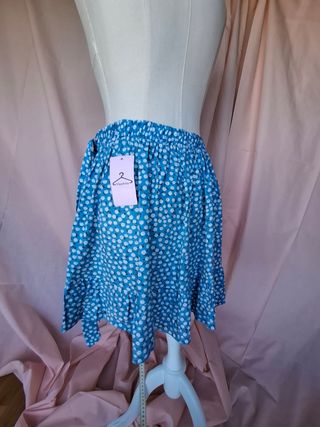 Falda azul estampada - Corta