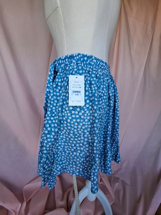 Falda azul estampada - Corta