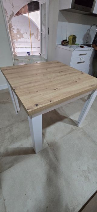 Mesa plegable cocina - blanca y beige