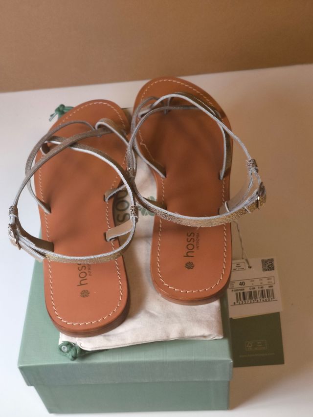 Sandalias planas piel Hoss Intropia dorado 
t40