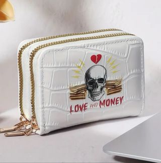 Monedero blanco calavera