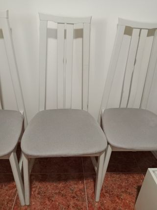 4 Sillas Comedor Blancas-Gris