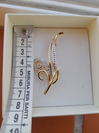 Spilla foglia oro e argento