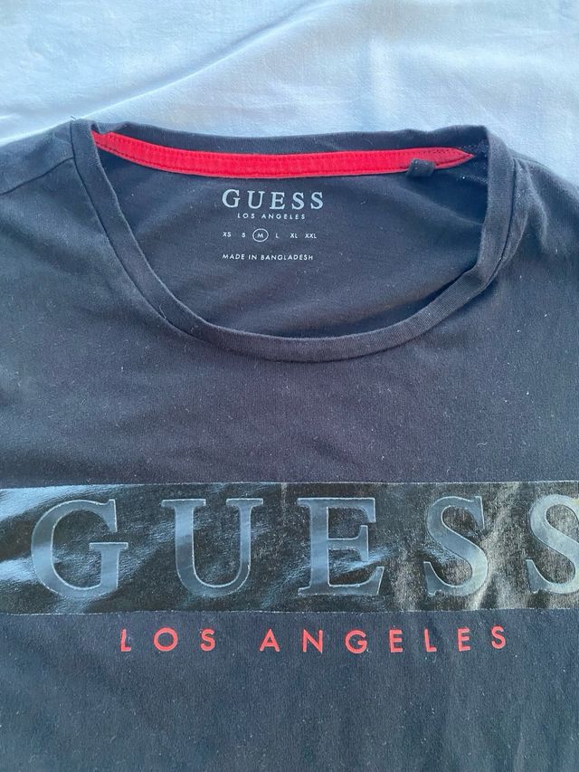 T-shirt Guess nera tg M - logo rosso