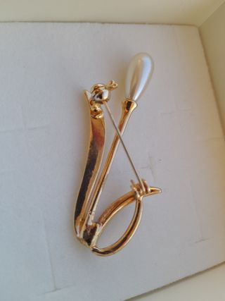 Spilla fiore perla oro