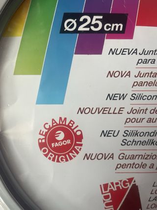 JUNTA DE SILICONA OLLA RAPIDA FAGOR 25 CM DIAMETRO
