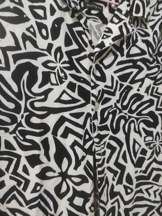 Camisa hawaiana M - Blanco y Negro
