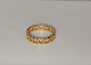 Anillo corazones plata 925 baño oro 18k