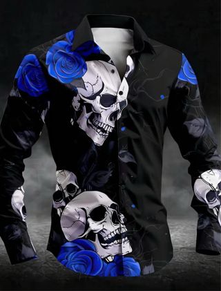 Camisa negra con calaveras azules
