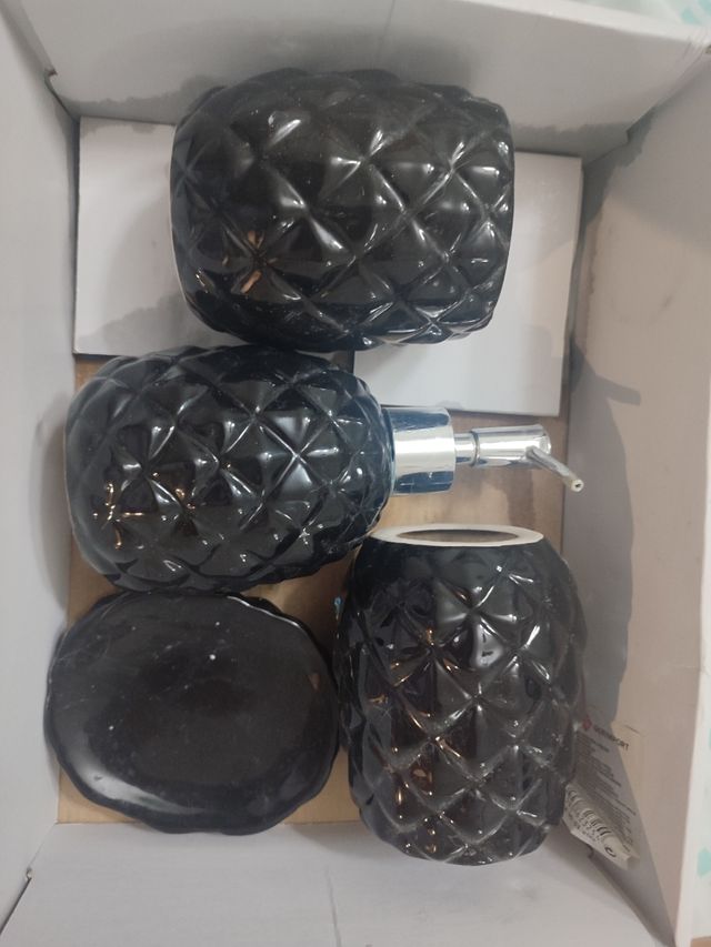 Juego baño cerámica negro - 4 piezas