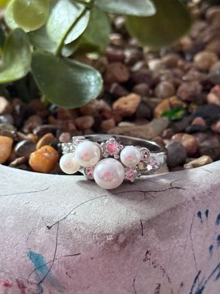 Anillo perlas circonitas plata