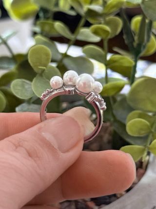 Anillo perlas circonitas plata