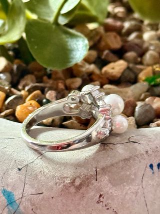 Anillo perlas circonitas plata