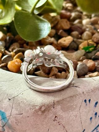Anillo perlas circonitas plata