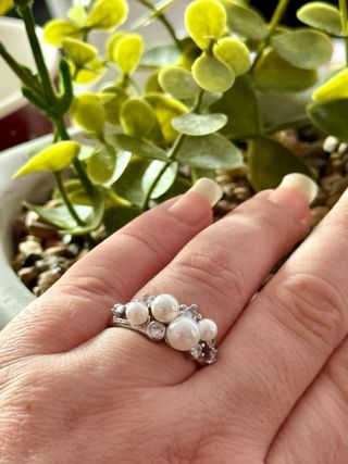 Anillo perlas circonitas plata