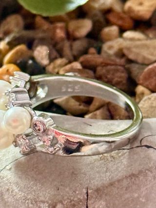 Anillo perlas circonitas plata