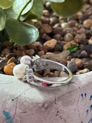 Anillo perlas circonitas plata