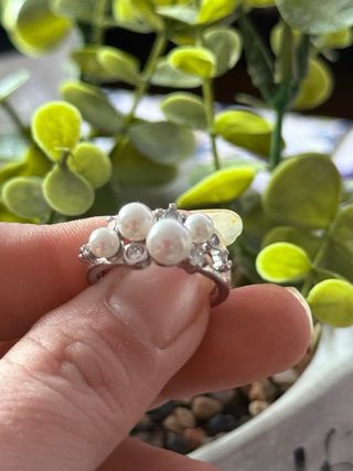 Anillo perlas circonitas plata
