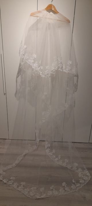 Velo novia encaje blanco