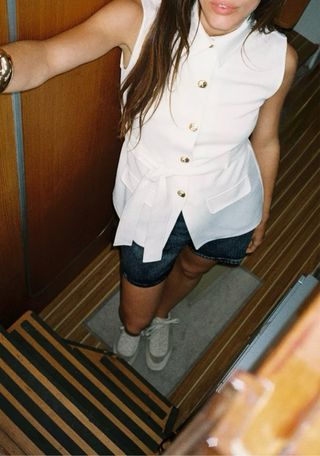 Chaleco blanco Zara cinturon