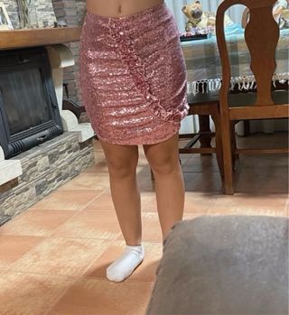 Falda lentejuelas rosa