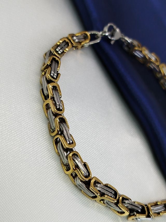 Pulsera dragón acero inoxidable dorada y plateada