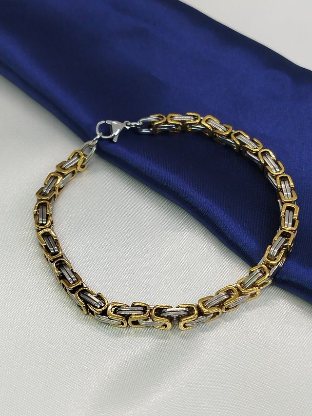 Pulsera dragón acero inoxidable dorada y plateada