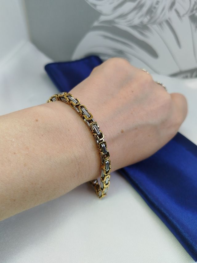 Pulsera dragón acero inoxidable dorada y plateada