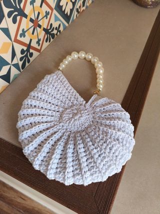 Bolso crochet caracol beige