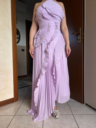 Abito lungo da cerimonia plissettato
