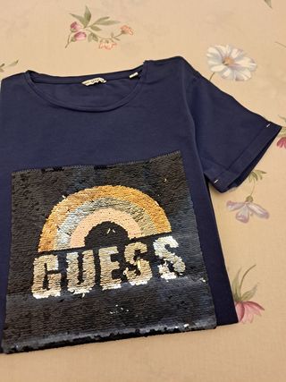 Maglietta Guess con paillettes arcobaleno, Tg 16A