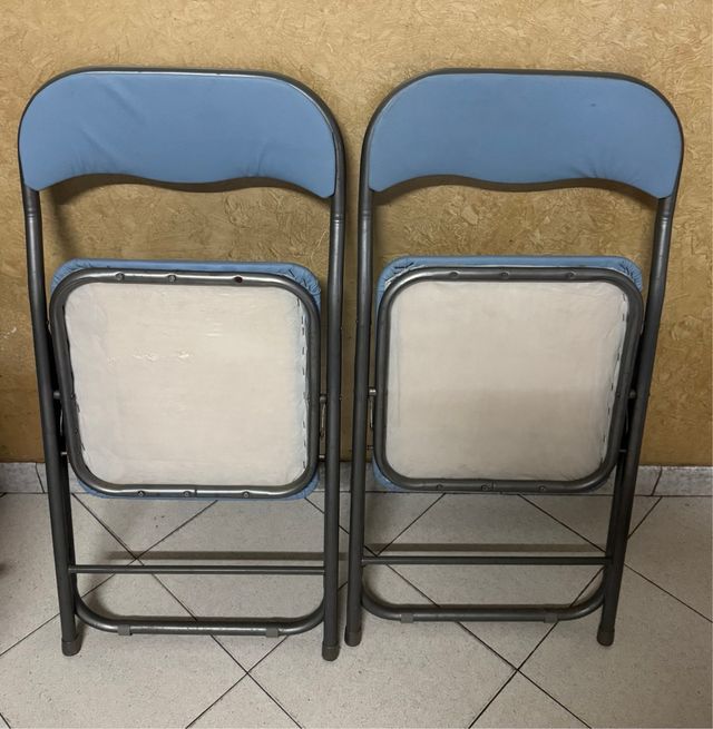 2 Sedie Pieghevoli Blu & Grigio