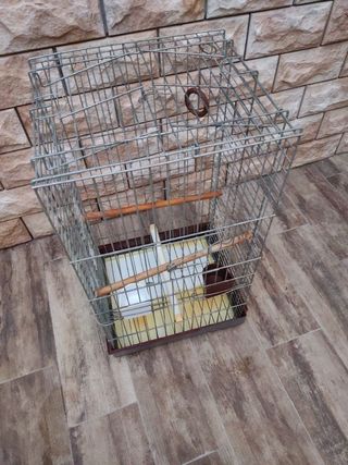 Jaula pajaros grande marrón gris