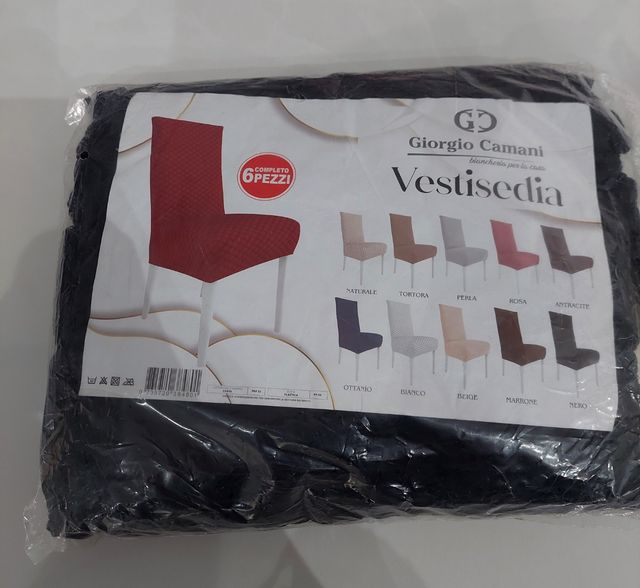 Coprisedia in Tessuto Nero 6 pezzi Elastici 