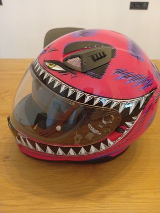Casco moto infantil rosa