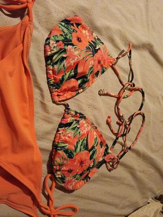 Bikini naranja flores - 2 piezas