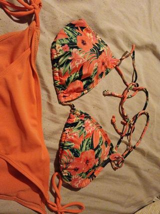 Bikini naranja flores - 2 piezas