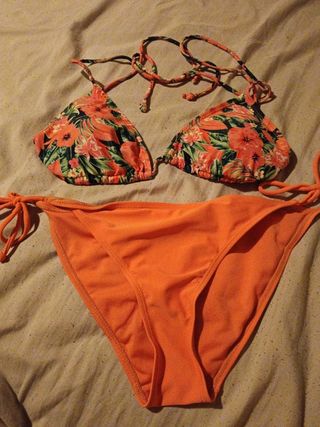 Bikini naranja flores - 2 piezas