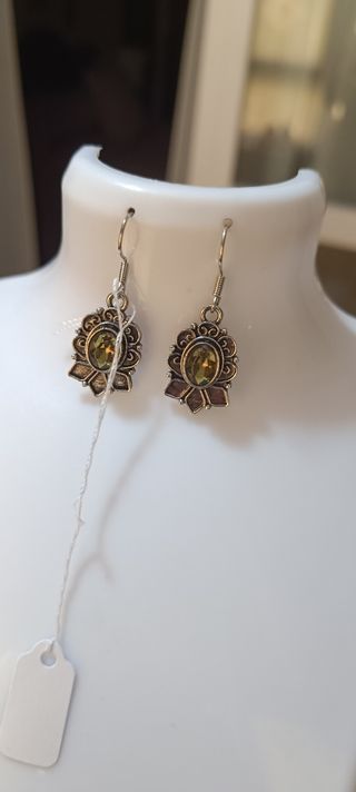 Pendientes  con Cristales Verdes