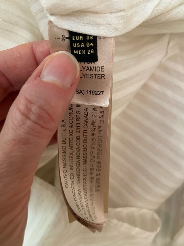 Camisa Massimo Dutti rayas beige con brillo